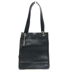 CHANEL Black Caviar Leather Tote Bag